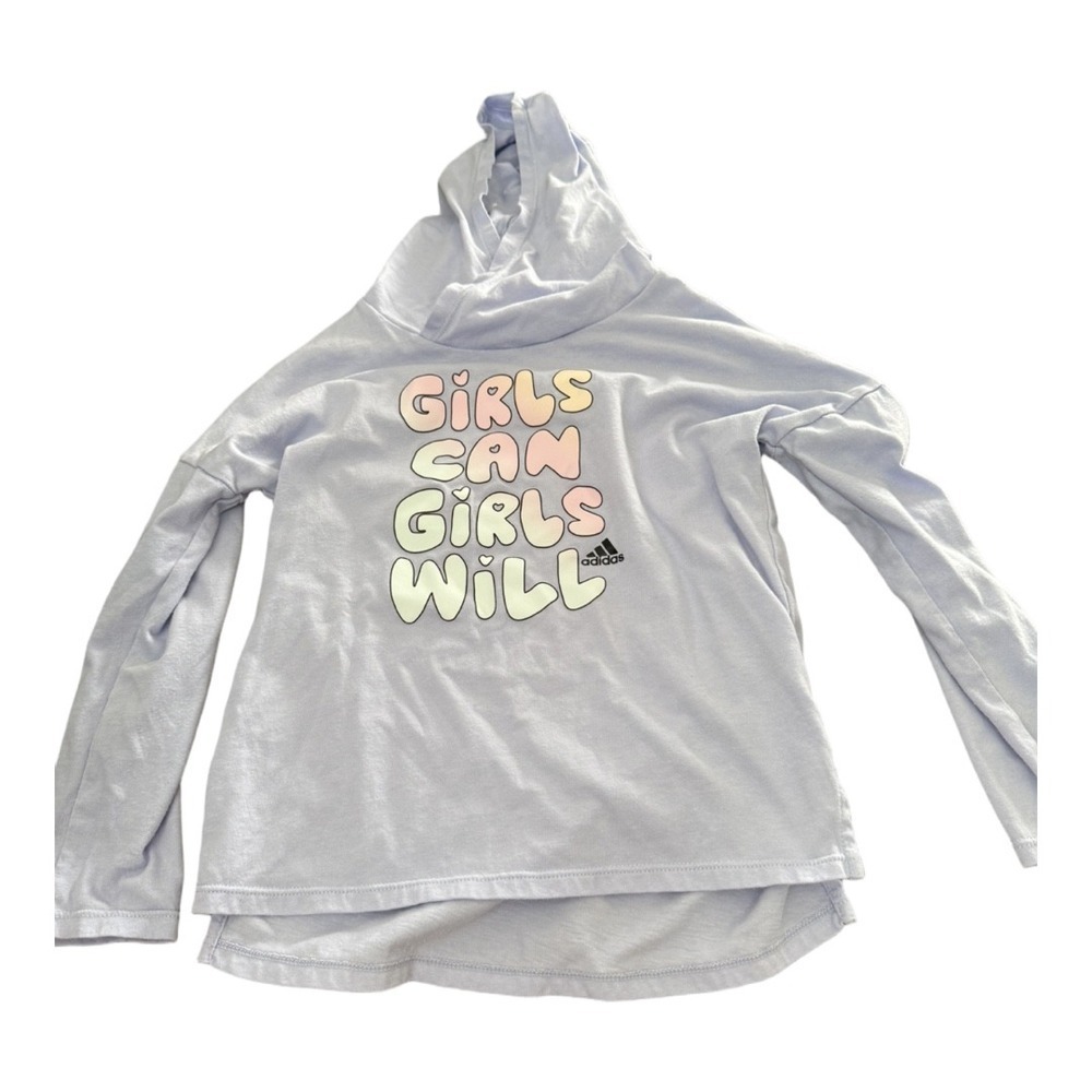 Adidas Girls Empowerment Hooded Long Sleeve Lavender Long Sleeve Size 4
